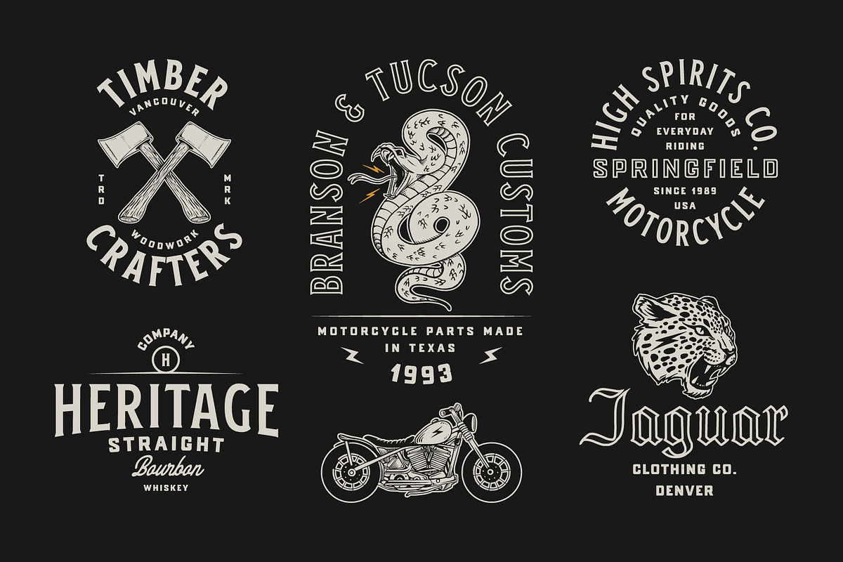 Oldschool Apparel logos 2, a Branding & Logo Template by Davide Bassu (Photo 6 of 11)