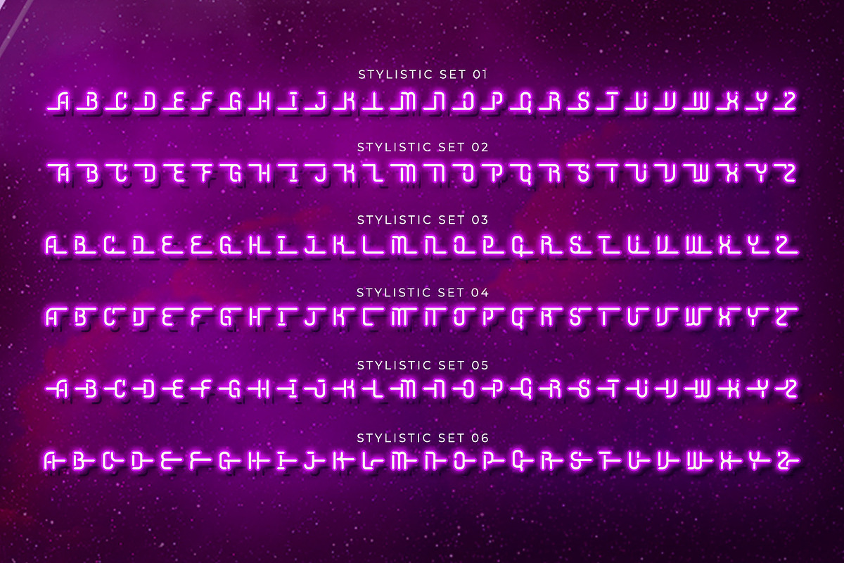 Starlit Neon, a Symbol Font by Ditatype (Photo 8 of 10)
