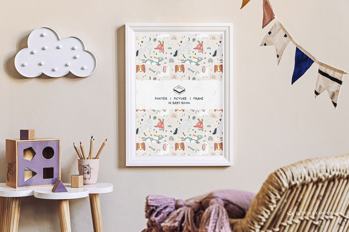 Portrait Frame in Baby Room Mock-up, a Print Template by Branda Keeps (Photo 7 of 30)