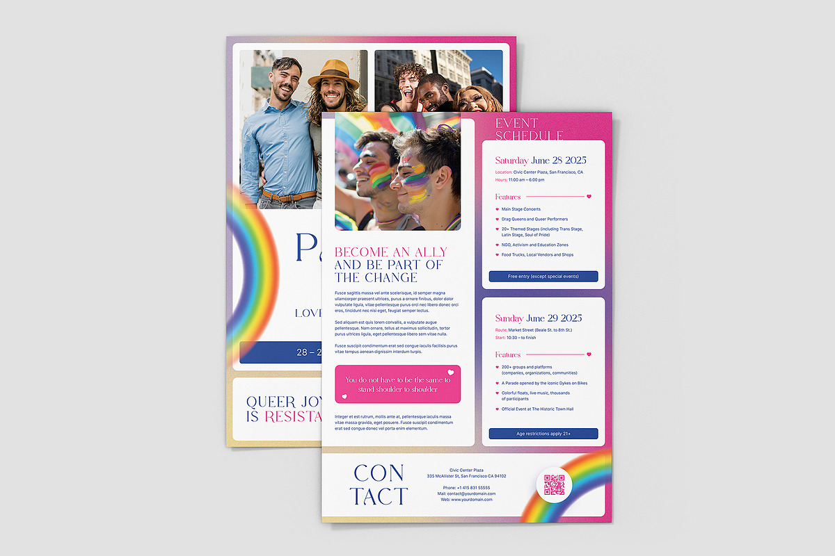 LGBT Parade Flyer Canva Template, a Flyer Template by artbart (Photo 3 of 9)