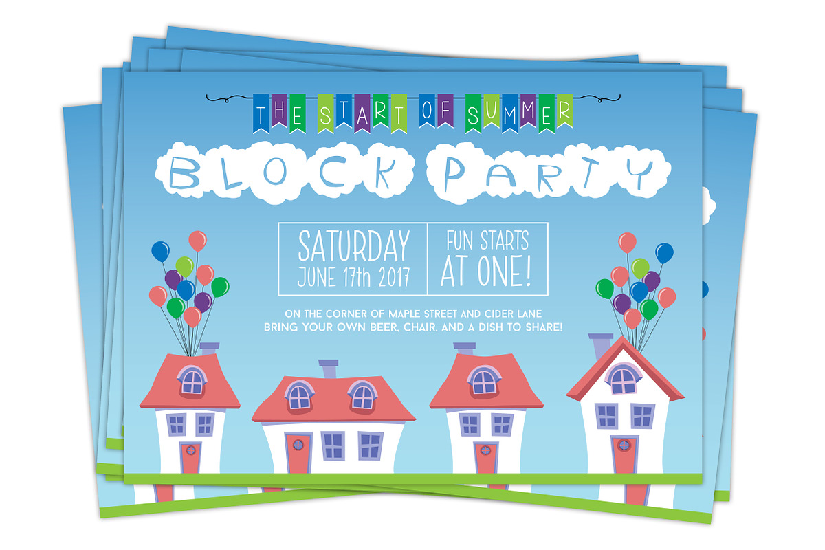 Summer Neighborhood Block Party, an Invitation Template by BF Studios (Photo 2 of 3)