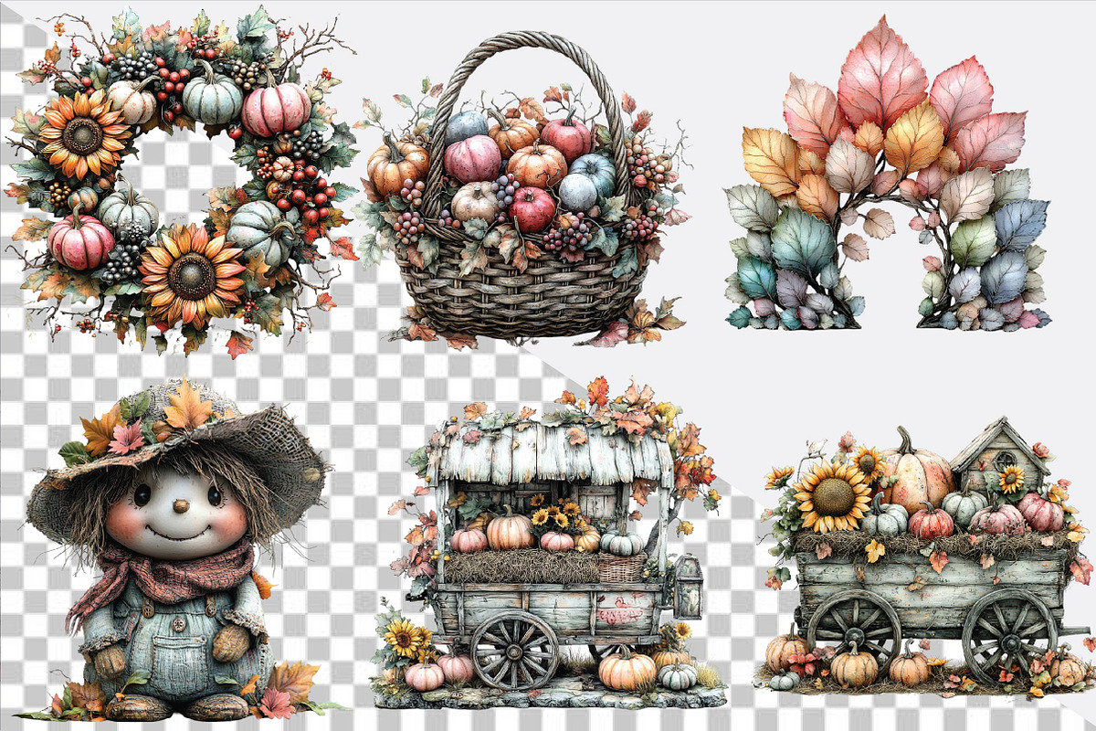 Watercolor Autumn Clipart Bundle., an Illustration by SVGArt (Photo 9 of 9)