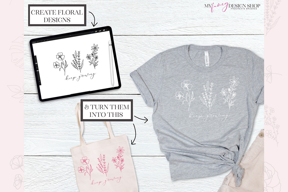 Procreate Floral Line Art Stamp Set, a Brush Add-On by My Fancy Design Shop (Photo 9 of 10)