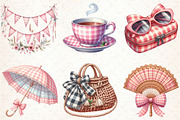 Bohemian Pink Gingham Summer Clipart, an Illustration by Libby Wishes (Thumbnail 2 of 6)
