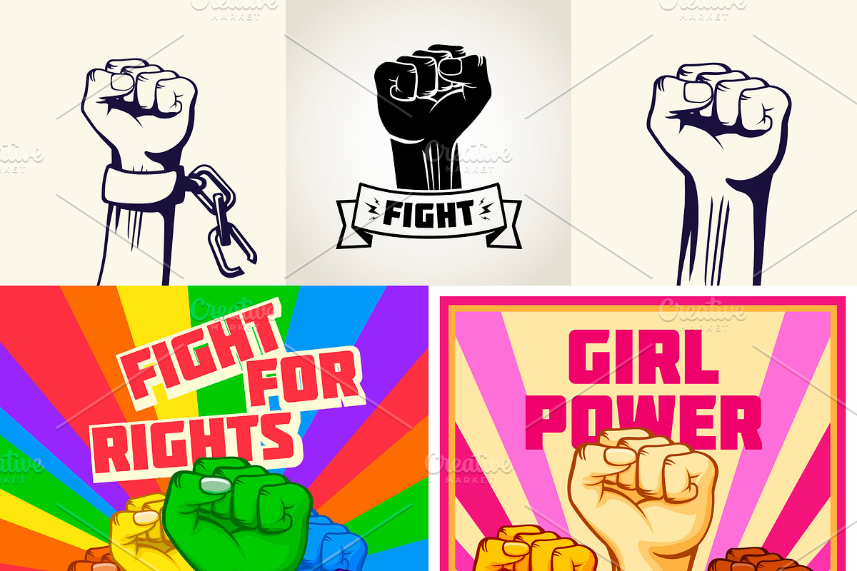 Fight For Rights Set Vector+PSD, a Person Illustration by Tashal (Photo 3 of 3)