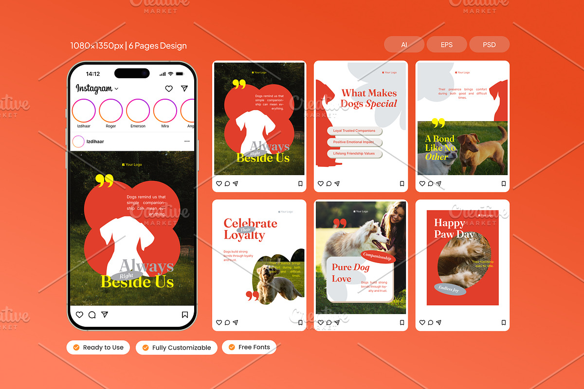 Dog Celebration - Instagram Post, a Social Media Template by Izdihaar_Studio (Photo 1 of 4)
