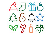 Christmas Elements Holiday Season, an Outline Icon by Vectorium Studio (Thumbnail 1 of 2)