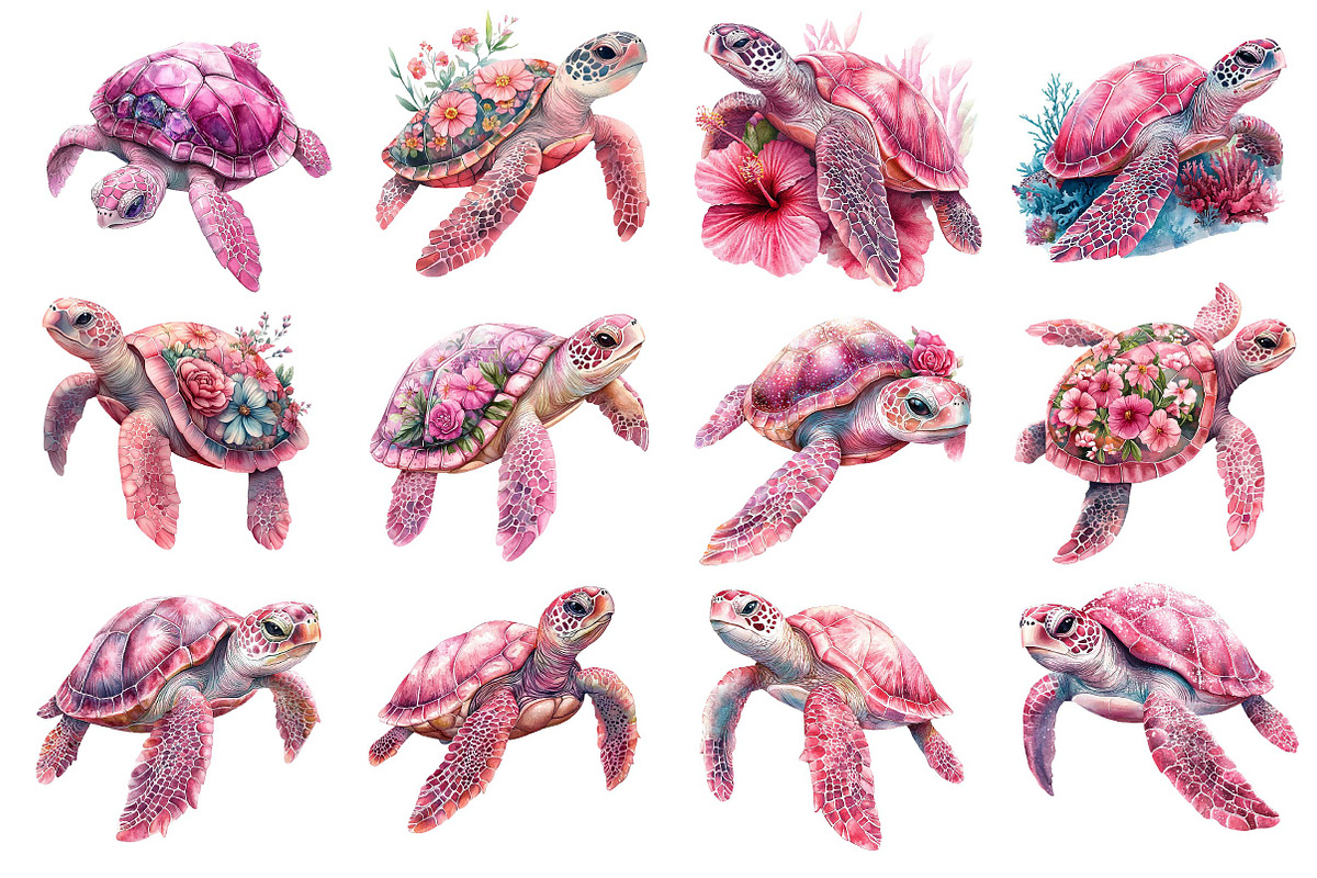 Pink Sea Turtle Clipart PNG, an Illustration by Dream Creation (Photo 3 of 5)