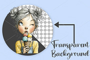 Whimsical Summer Girls Clipart PNG, a Seasonal Illustration by Canvas Craft (Thumbnail 2 of 7)