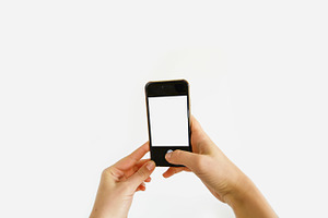 Woman hands using phone featuring adult, caucasian, and cell