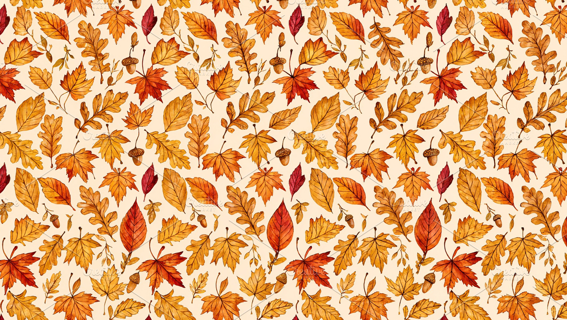 Watercolor Orange and Autumn Leaves, a Nature Photo by Rafoz