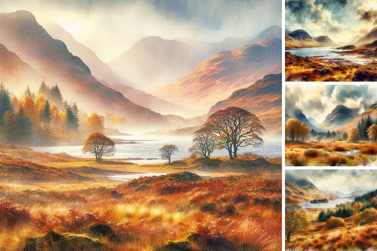 Scottish Autumn Watercolor Art, a Seasonal Illustration by Flourish Spark (Photo 3 of 5)