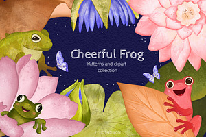 Cheerful Frogs In The Garden.