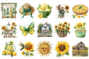 Watercolor Sunflower Summer Clipart, an Illustration by Design Market (Thumbnail 3 of 5)