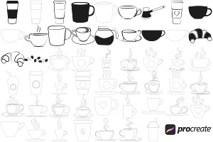 Coffee Cup Mugs Set 1 Procreate