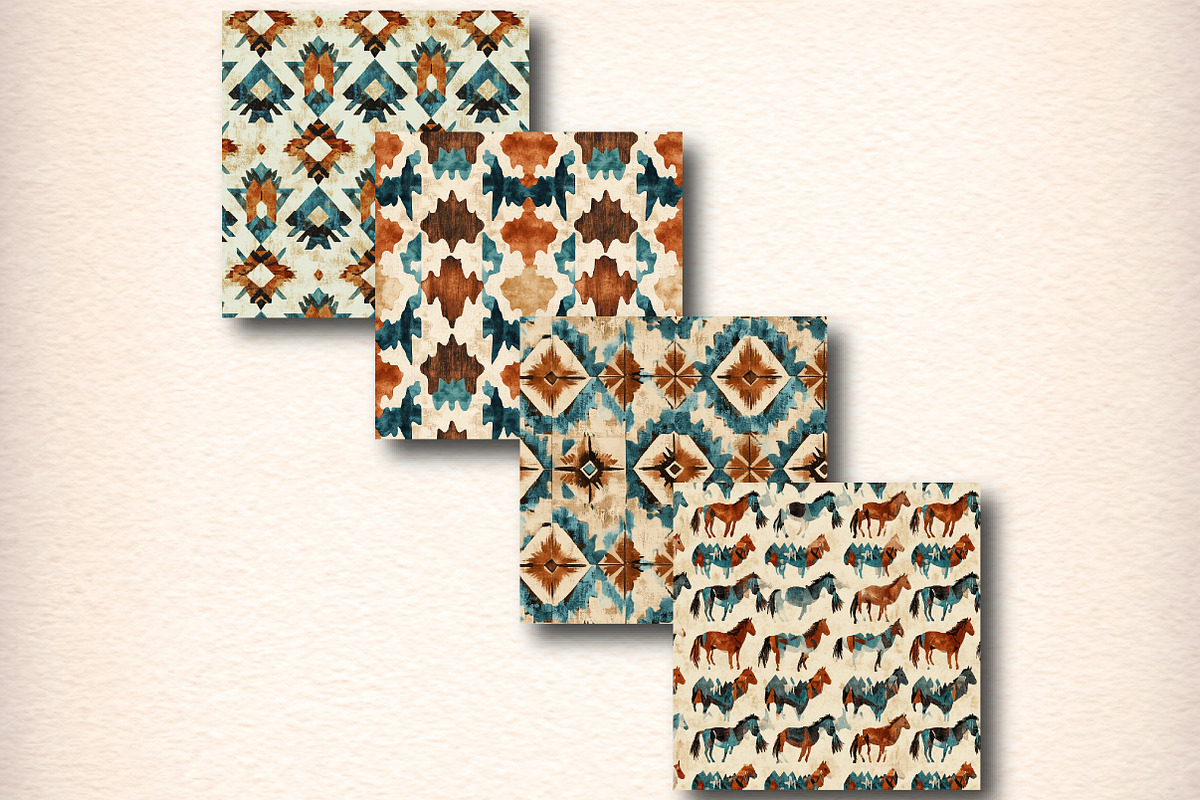 Western Watercolor Seamless Pattern, a Pattern Graphic by Digital Artistic99 (Photo 7 of 8)