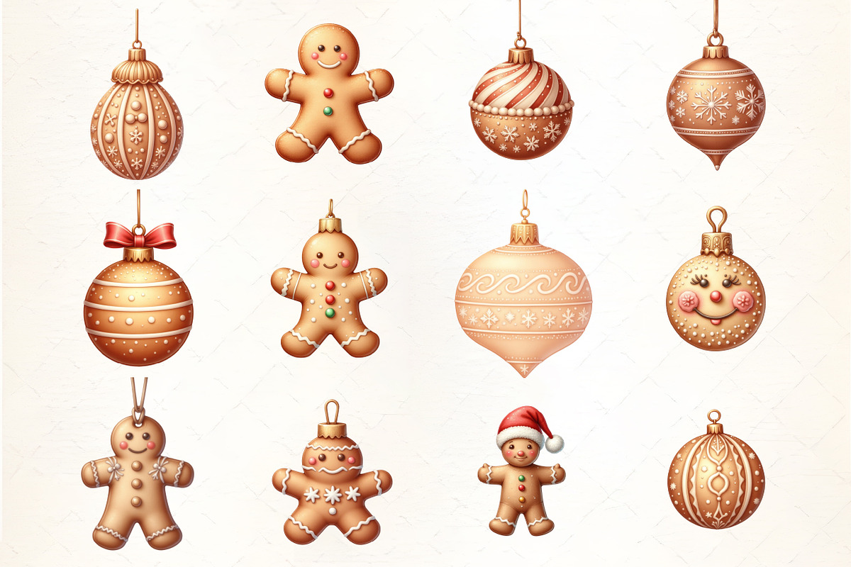 Holiday Gingerbread Ornament Clipart, an Illustration by CrexoraLab (Photo 2 of 5)