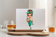 Whimsical Summer Coffee Girl Clipart, an Illustration by SVGArt (Thumbnail 3 of 9)
