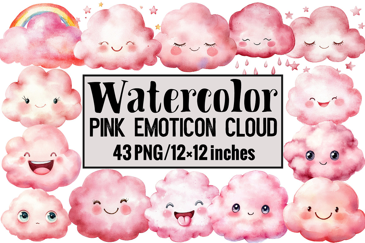 Pink Emoticon Cloud, an Illustration by Design Market (Photo 1 of 4)