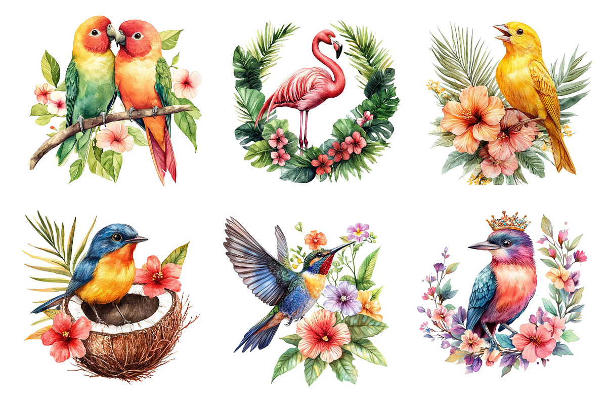 Tropical Birds Garden Clipart, an Icon by Dream Creation (Photo 3 of 6)