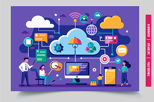 Colorful cloud network users, an Illustration by Tanuart