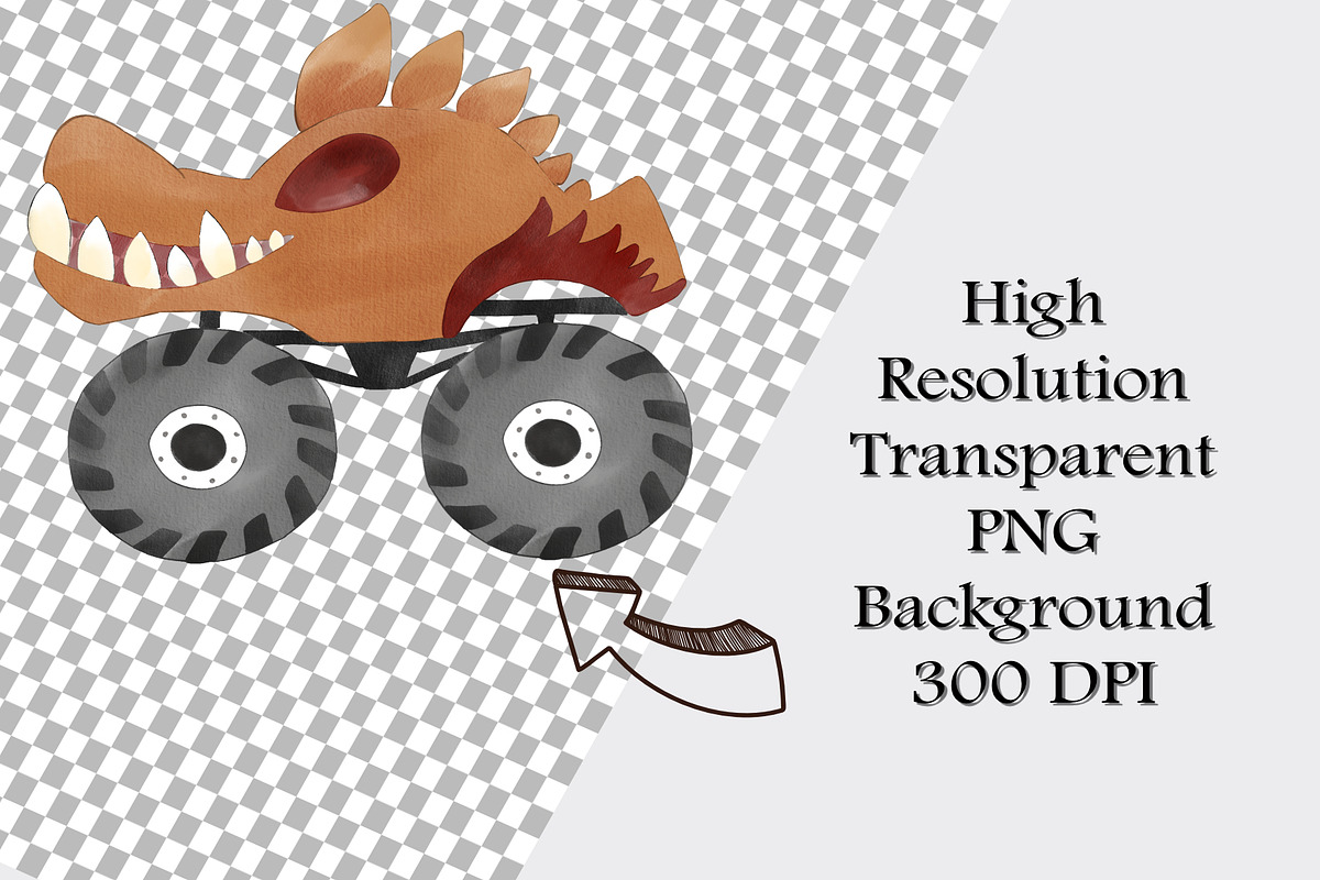 Watercolor Monster Truck Clipart Set, a Transportation Illustration by CropUp Creative (Photo 3 of 4)