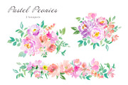 pastel peonies watercolor clipart, a Decorative Illustration by Sawango Designs (Thumbnail 4 of 6)