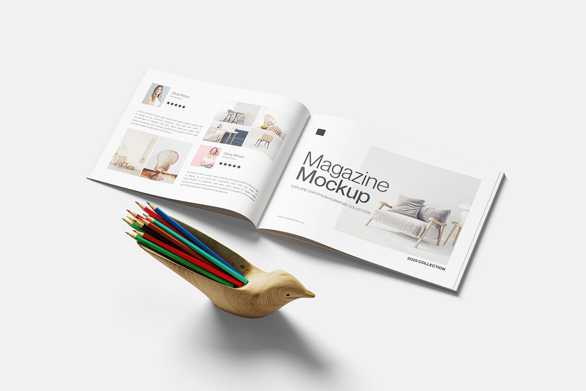 Landscape Magazine Mockup, a Books & Magazine Mockup by bimockup
