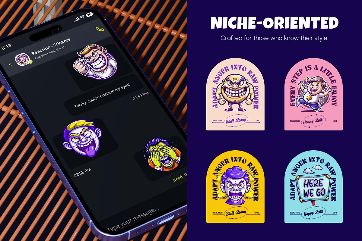 Reaction Stickers Set, an Emoji Icon by Prosymbols (Photo 4 of 9)