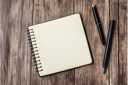 Blank Spiral Notebook with Pens on, a School & Education Photo by Lermont51