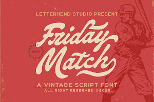 Friday Match Vintage Sporty Script, a Script Font by Letterhend Studio