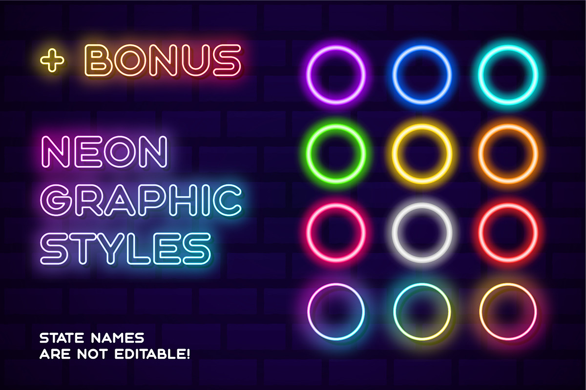 50 USA Neon States, an Object Graphic by Lunarts Studio (Photo 7 of 7)