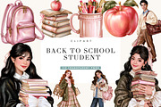 Back to School Student Clipart, a Person Illustration by BusyDaydesign (Thumbnail 1 of 9)