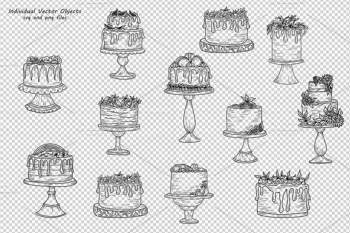 Cakes Outline SVG Clipart, an Outline Icon by BarvArt
