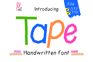 Tape font handwritten font, a Handwritten Font by Waris Studio