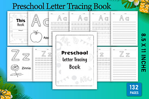 Preschool letter tracing workbook, a Stationery Template by Designmela01