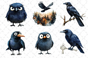 Watercolor Raven Clipart, an Illustration by Dream Creation (Thumbnail 5 of 5)