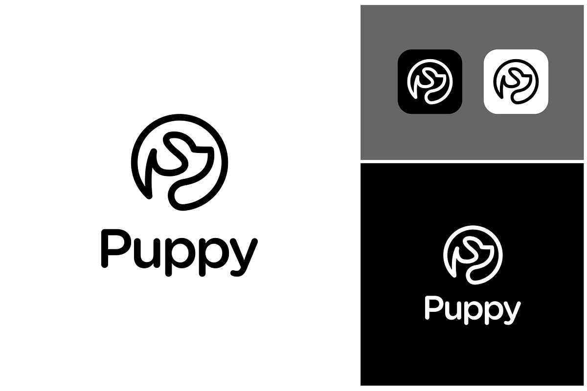 Puppy Dog Circle Line Art Logo, a Branding & Logo Template by ika trisiana