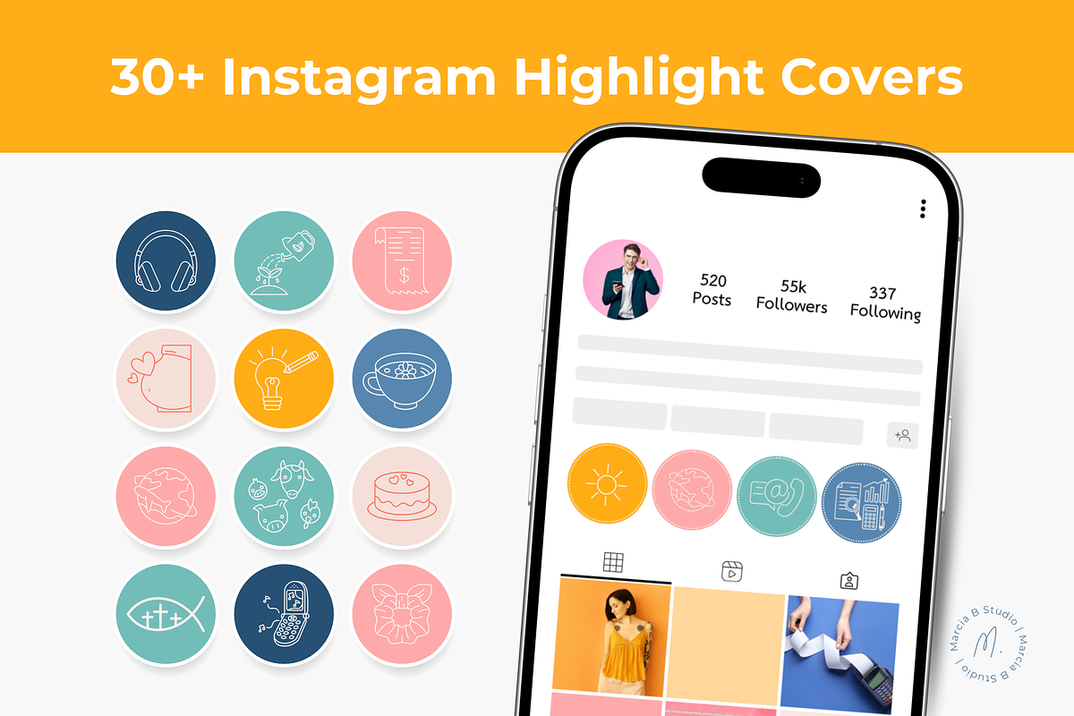 30+ Instagram Highlight Covers, a Social Media Template by Marcia B Studio (Photo 1 of 4)