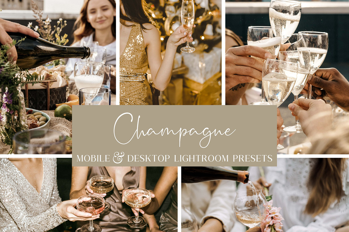 5 CHAMPAGNE LIGHTROOM PRESETS, an Action Add-On by Emma Kate Creative (Photo 1 of 10)