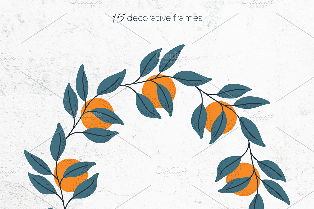 Orange Cliparts, Frames & Patterns, a Decorative Illustration by Panna Limon Store (Photo 7 of 11)