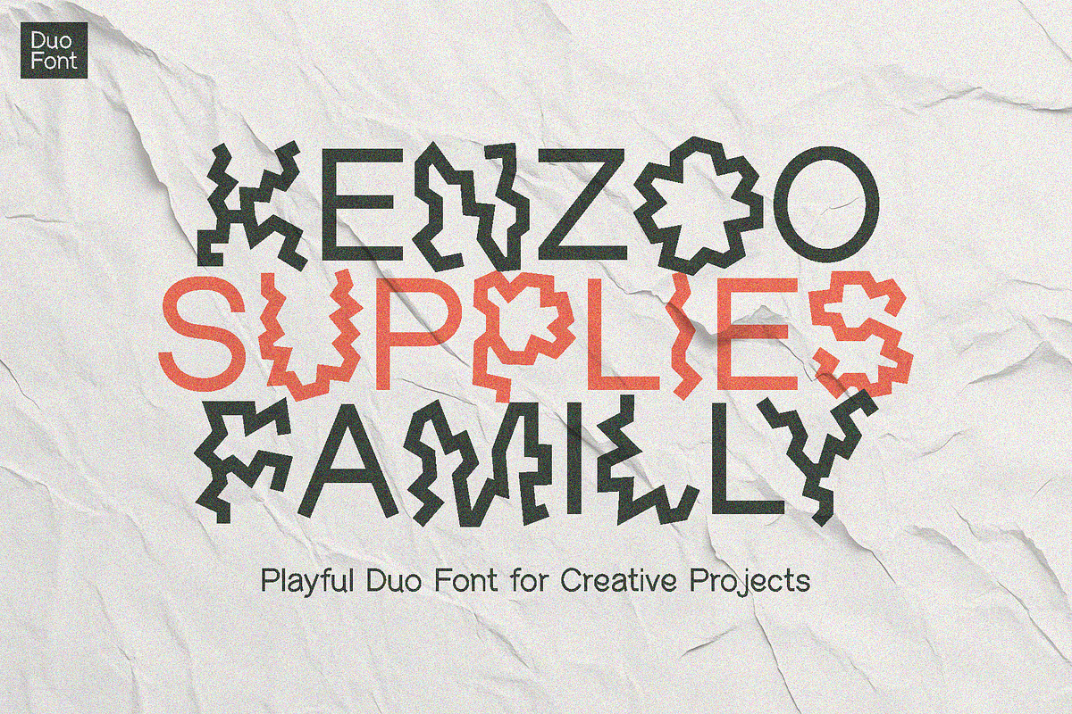 Kenzoo Supplies Playful Duo Font, a Sans Serif Font by Erifqizefont (Photo 1 of 15)