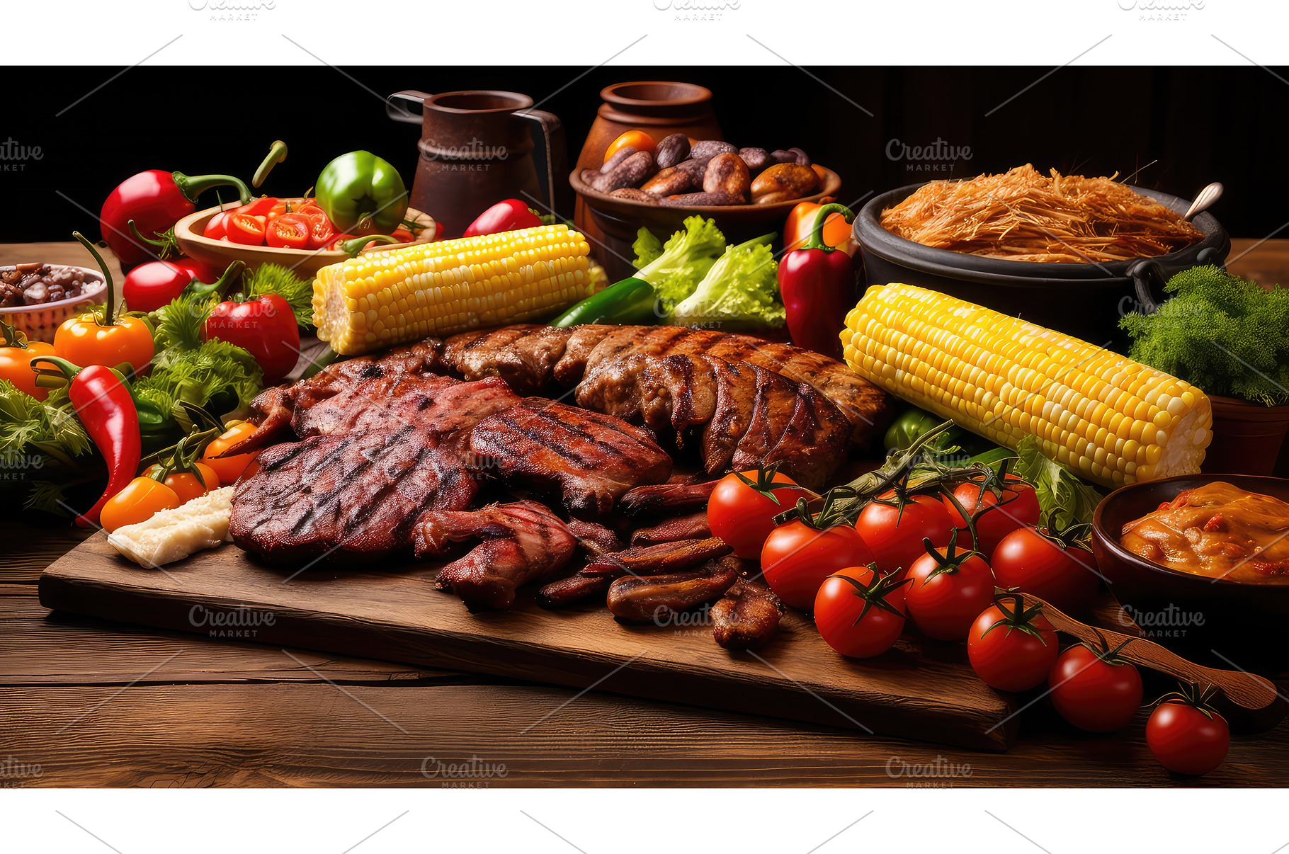skewers table bbq food ai generated, a Background Photo by pikepicture