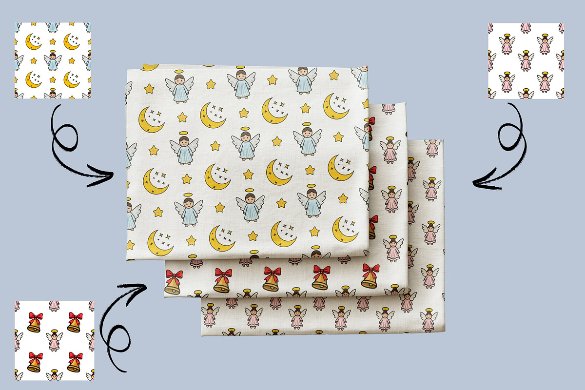 Christmas Angels: Patterns&Clipart, a Seasonal Illustration by Elatedowl (Photo 7 of 15)