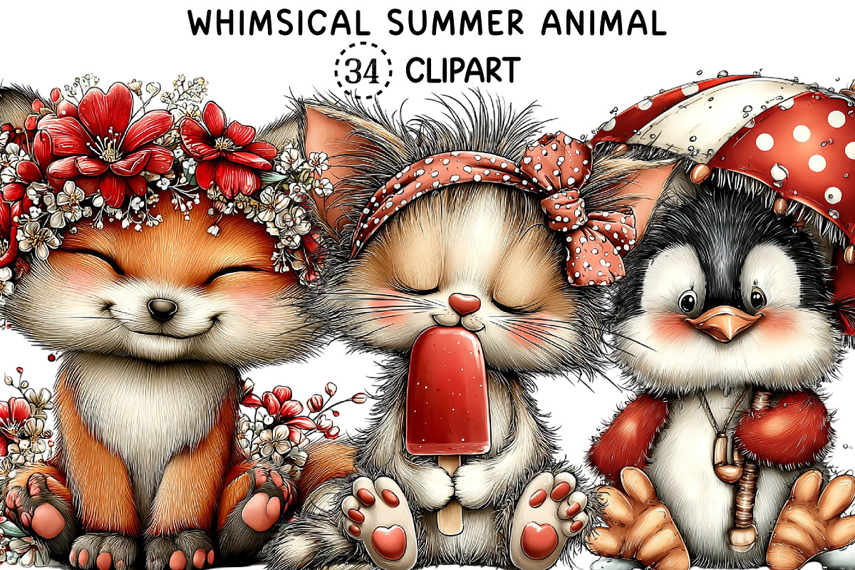 Whimsical Summer Animal Clipart, an Animal Illustration by Creative Art (Photo 1 of 8)