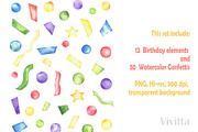 Birthday Party watercolor clipart, a Decorative Illustration by Vivitta (Thumbnail 5 of 5)