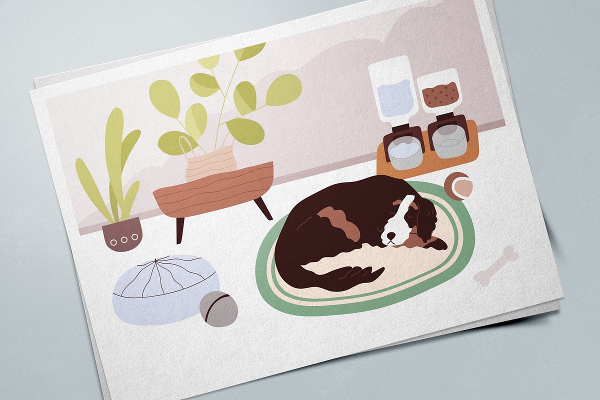 Cute dog sleeping on the floor, an Animal Illustration by Good Studio (Photo 3 of 3)