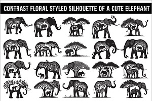 Silhouette of a Cute Elephant vector, an Illustration by Amazin_art