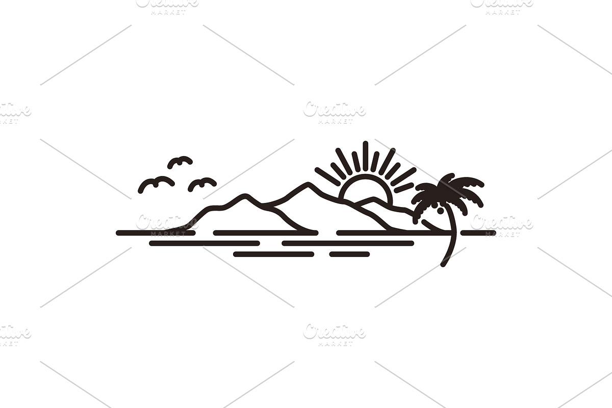 Simple Line Sunset Beach Logo, a Branding & Logo Template by Atlantis X Nurman Arbai (Photo 1 of 2)