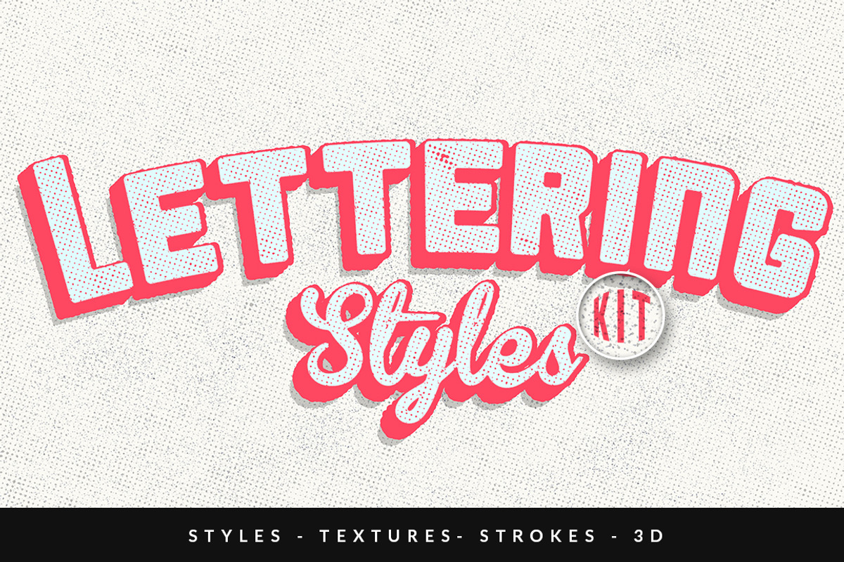 Lettering Styles Kit, a Layer Style Add-On by Creative Media Co (Photo 1 of 5)